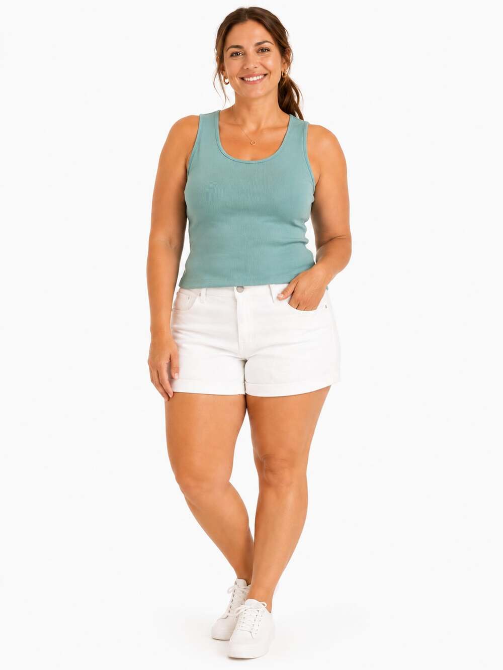 NWT- American Eagle Ribbed Tank Top Scoop Neck Green Size M